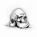 skull with "easy does it" written around it tattoo design idea