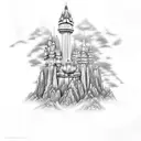 castillos de fantasia en una isla tattoo design idea