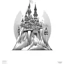 castillos de fantasia en una isla flotante  tattoo design idea