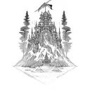 castillos en una isla flotante  tattoo design idea