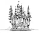 castillos en una isla flotante  tattoo design idea