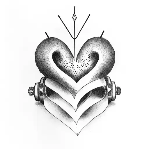 heart with 6 pistons on top tattoo design idea