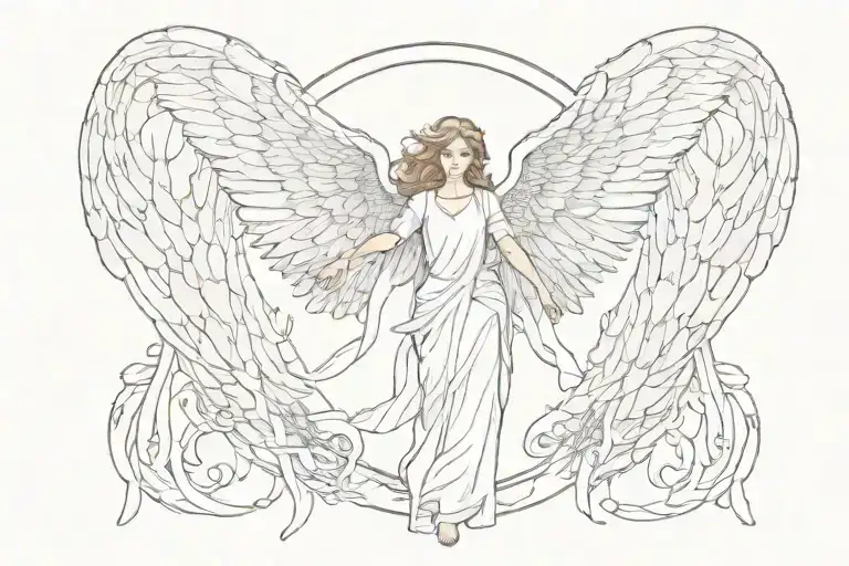 angel wings spread wide halo tattoo design idea