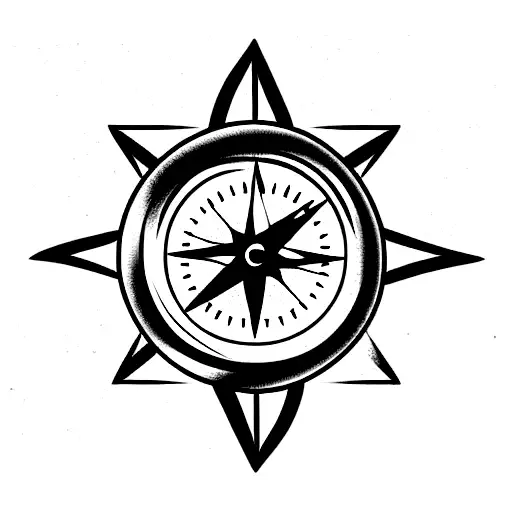 compass and clock combination tattoo design idea