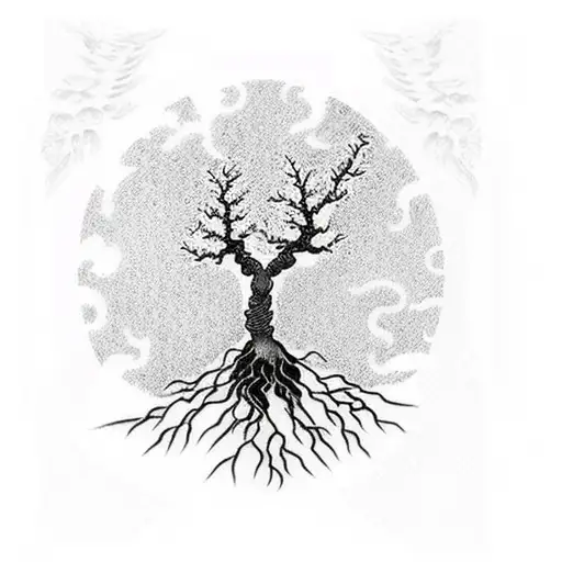 tree of life, phoenix  tattoo design idea