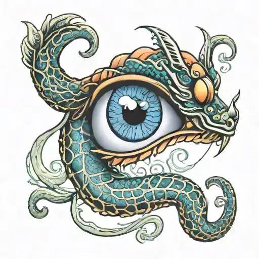 serpent with an eye + greek mythology tattoo design idea