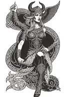 sexy female Viking woman full body tattoo design idea
