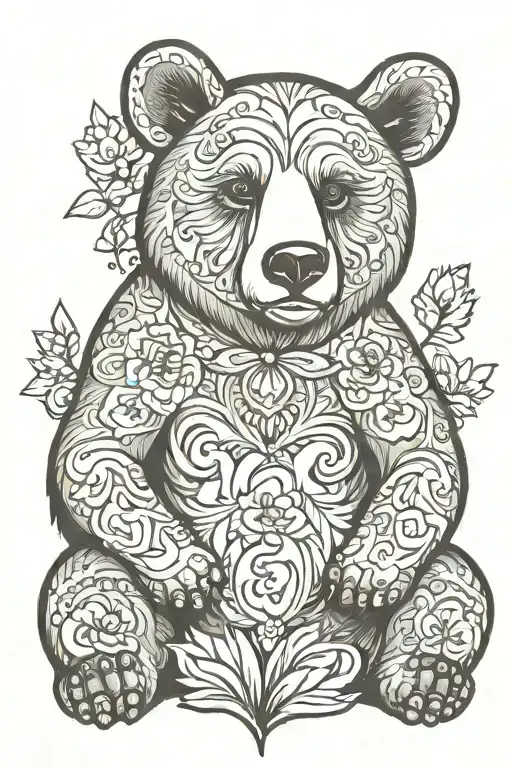 momma bear sitting tattoo design idea