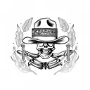 full body skeleton with sombrero and boots holding a wrench tattoo design idea