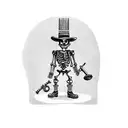 full body skeleton with sombrero and boots holding a wrench tattoo design idea