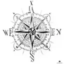 A compass rose surrounded by intricate map lines tattoo design idea