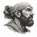 bearded man stoic thinking looking into distance furrowed brow tattoo design idea