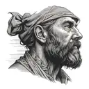 bearded man stoic thinking looking into distance furrowed brow tattoo design idea