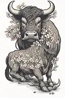 Chinese ox under a Sakura tree   tattoo design idea