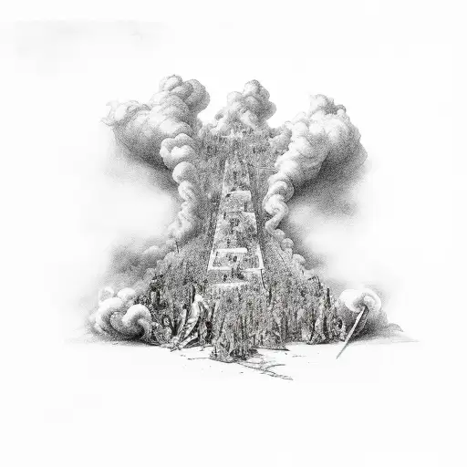 heaven vs hell battle tattoo design idea