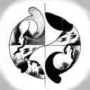 Bear yinyang tattoo design idea