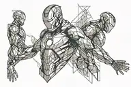 ironman triathlon logo in de shape of pilars crumbling slightly tattoo design idea