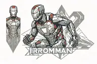 ironman triathlon logo in de shape of pilars crumbling slightly tattoo design idea