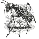 praying mantis tattoo design idea