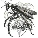 praying mantis tattoo design idea