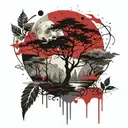 bosque tenebroso con luna llena  tattoo design idea