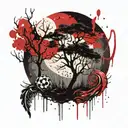 bosque tenebroso con luna llena  tattoo design idea