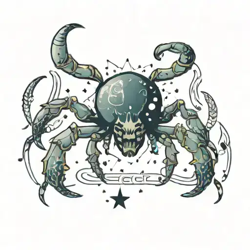 zodiac sign cancer constellation tattoo design idea