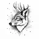 Deer , wolf , wildlife tattoo design idea