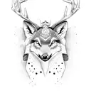 Deer , wolf , wildlife tattoo design idea