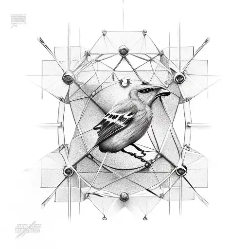 canary breaking free from cage  tattoo design idea