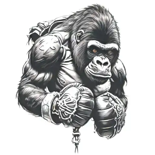 gorilla boxing gloves tattoo design idea