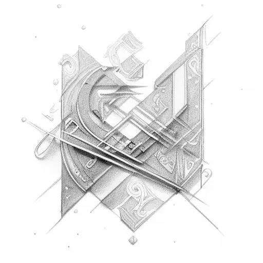 letters S, C, J and J in a musical artework tattoo design idea