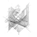 letters S, C, J and J in a musical artework tattoo design idea