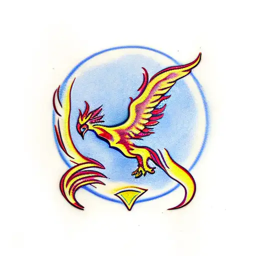 rising Phoenix with scorpio sign tattoo design idea