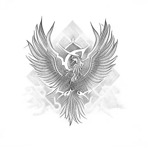 rising Phoenix on fire with scorpio sign tattoo design idea