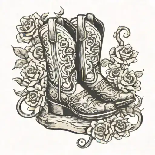 Cowboy boots at tombstone tattoo design idea