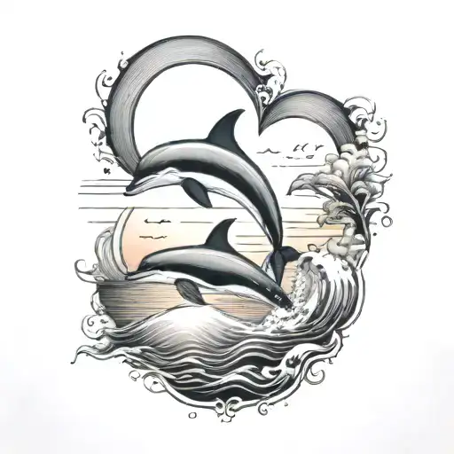 tribal dolphin heart drawing