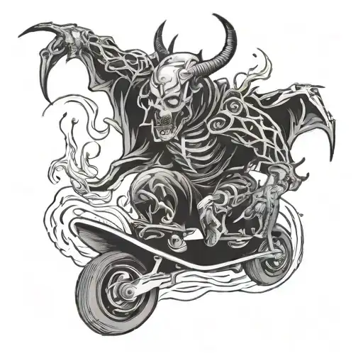 demonio en skate tattoo design idea