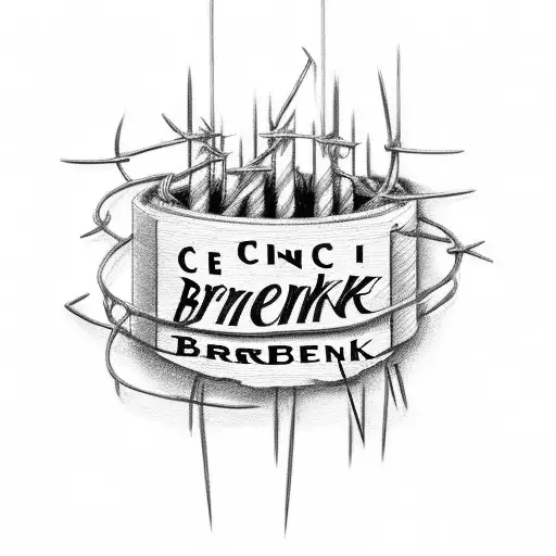 barbed wire lettering spelling "Can't Be Broken" tattoo design idea