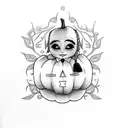 Wednesday Addams with Pumpkin tattoo design idea