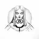 Wednesday Addams with Pumpkin tattoo design idea