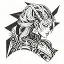 anime girl cyber punk rock tattoo design idea