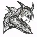 anime girl cyber punk rock tattoo design idea