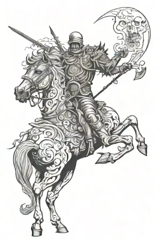 dead horseman of the apocalypse riding  tattoo design idea