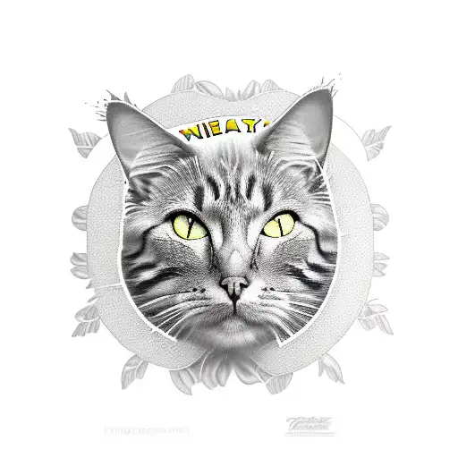 pineapple watermelon  cat tattoo design idea