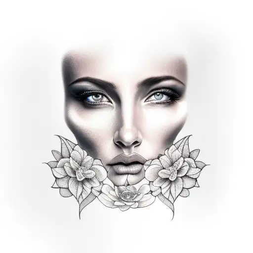 two woman beautiful face, dark and light tattoo design idea