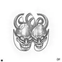 mask right happy left sad tattoo design idea