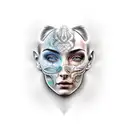 face with two halves left right tattoo design idea