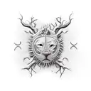 face with two halves left right tattoo design idea