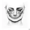 face with two halves left right tattoo design idea
